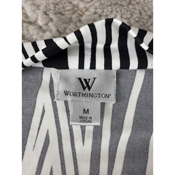 Worthington Sz M Striped Scoop Neck Top White Black Sleeveless Pullover Stretch - Picture 4 of 6